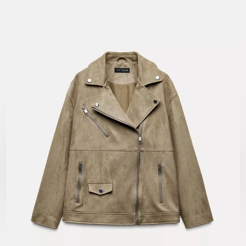 ZARA FAUX SUEDE BIKER JACKET
Color: TAUPE BROWN * Size: M